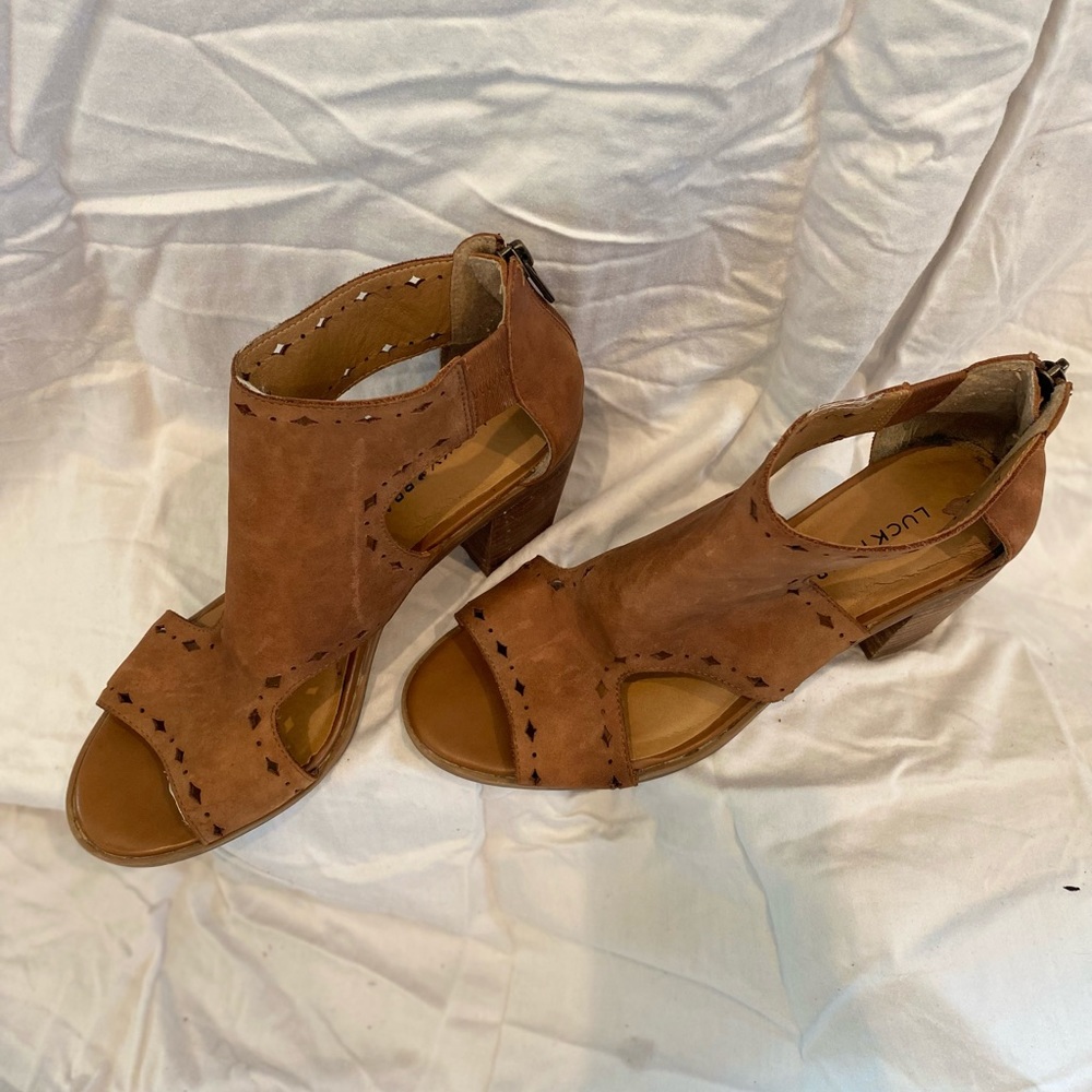 Lucky Brand open toed booties-size 8.